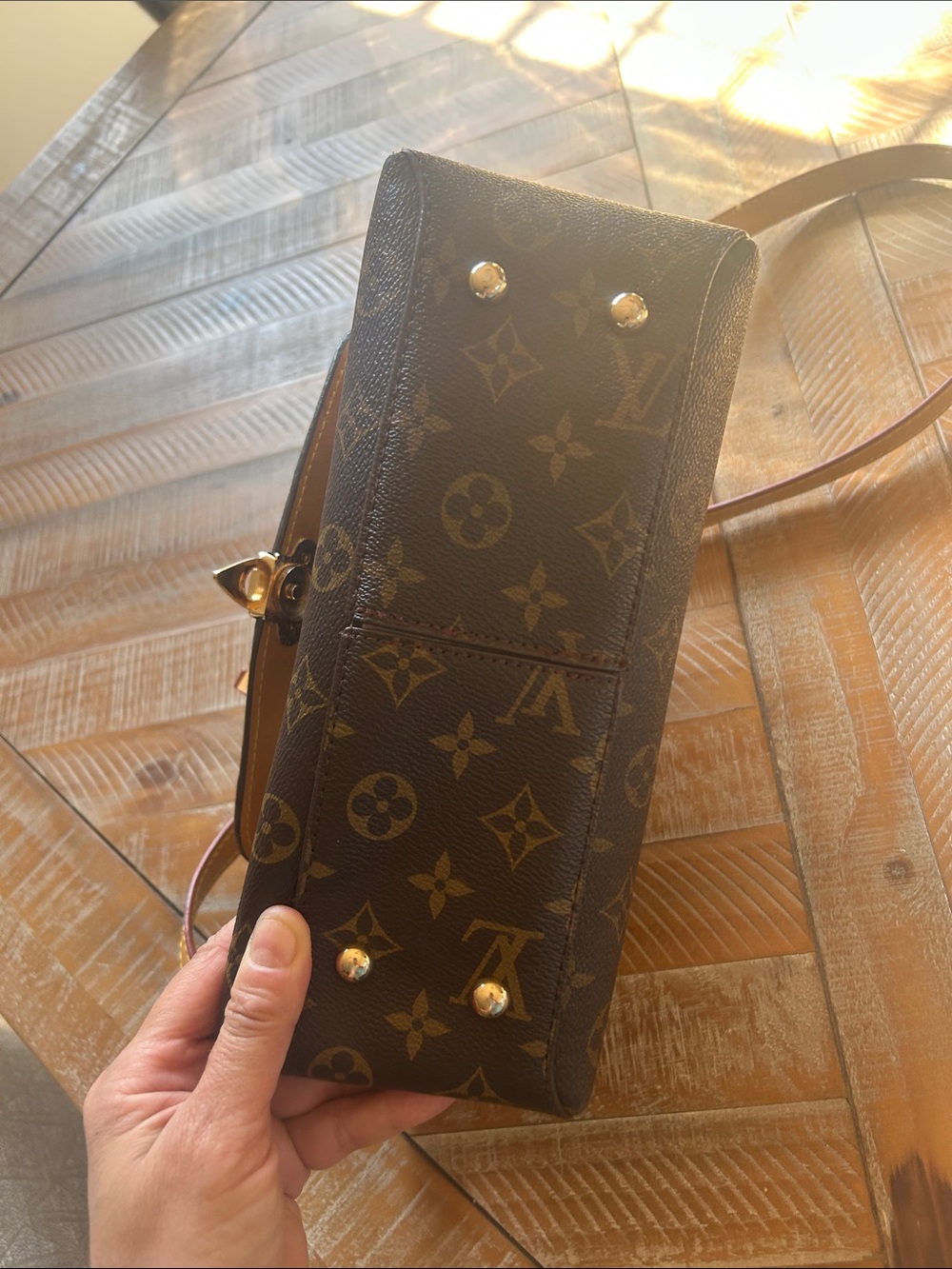 Louis Vuitton Monogram Top Handle Satchel in Brown with Natural Trim - Picture 10 of 10
